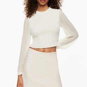 Aritzia Wilfred Smocked Chiffon Blouse